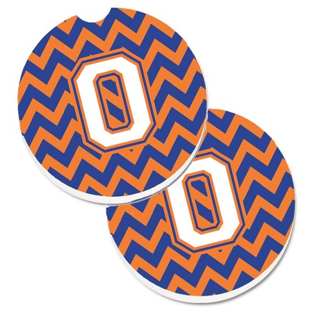 Carolines Treasures Letter O Chevron Blue and Orange No.3 Set of 2 Cup Holder Car Coaster CJ1060-OCARC